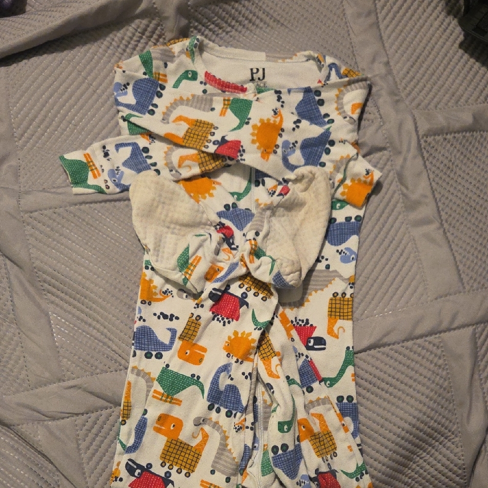 PJ Kids Dinosaur Print Footies